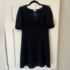 Sezane Black Mini Dress with Button Detail
